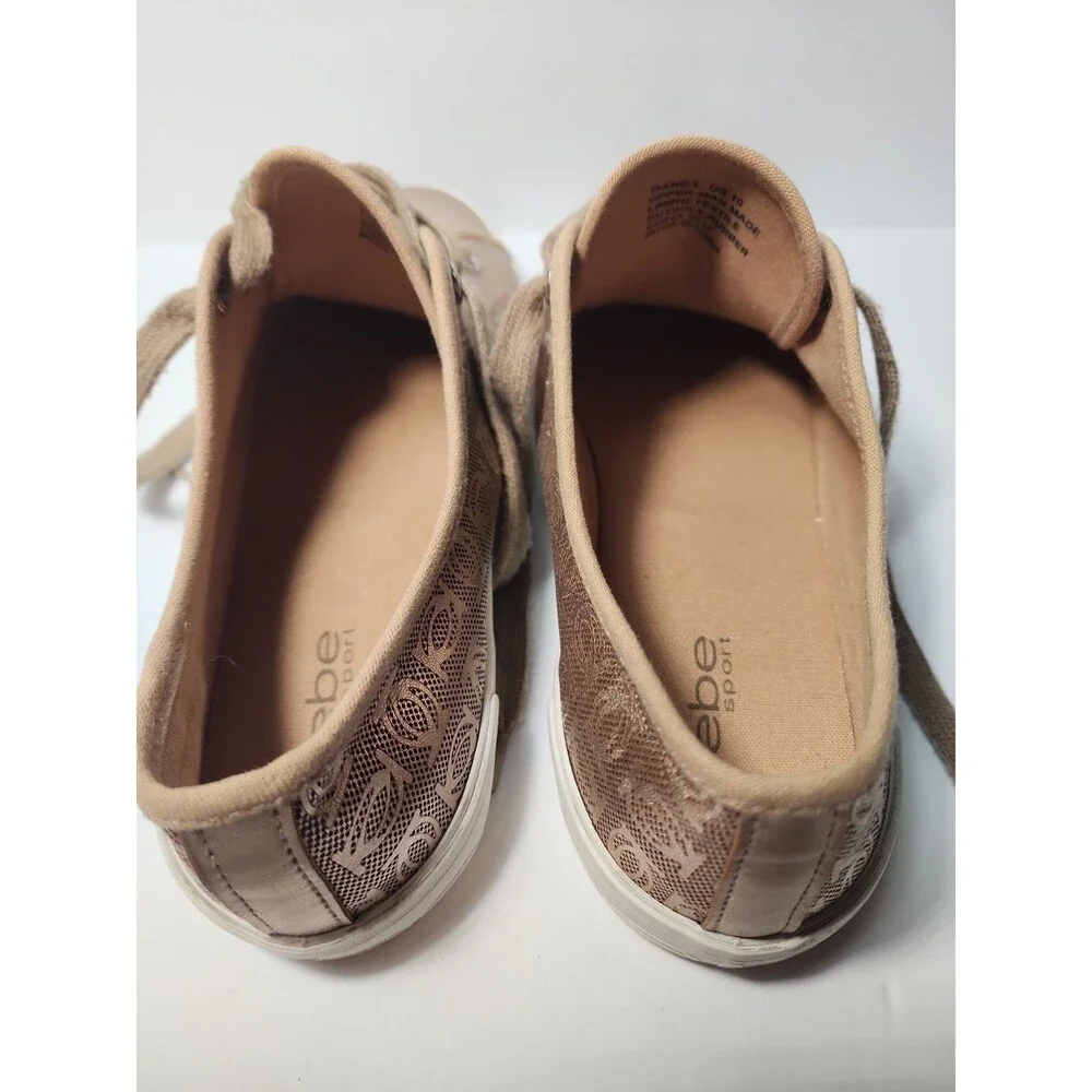 WOMENS bebe  LOGO METALLIC GOLD DANE LACE UP SNEAKERS SZ 10